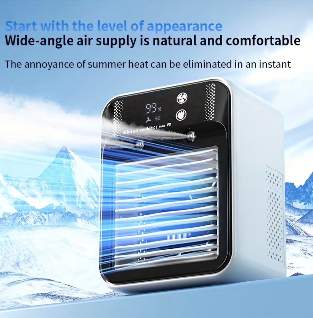 Portable Air Conditioner, Portable Cooling Wind Fan, 6000mAh Air Wind Fan, USB-C Charging, 2 Types of Wind Speed and 2 Types of Air Wind Model (Connection/Interchange), Portable Integrated Air Wind Fan, Cooling Function