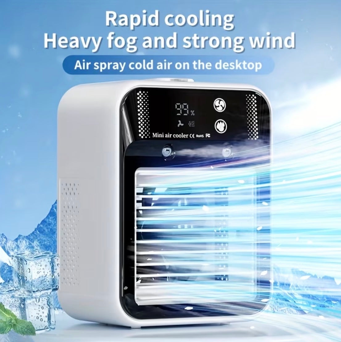 Portable Air Conditioner, Portable Cooling Wind Fan, 6000mAh Air Wind Fan, USB-C Charging, 2 Types of Wind Speed and 2 Types of Air Wind Model (Connection/Interchange), Portable Integrated Air Wind Fan, Cooling Function