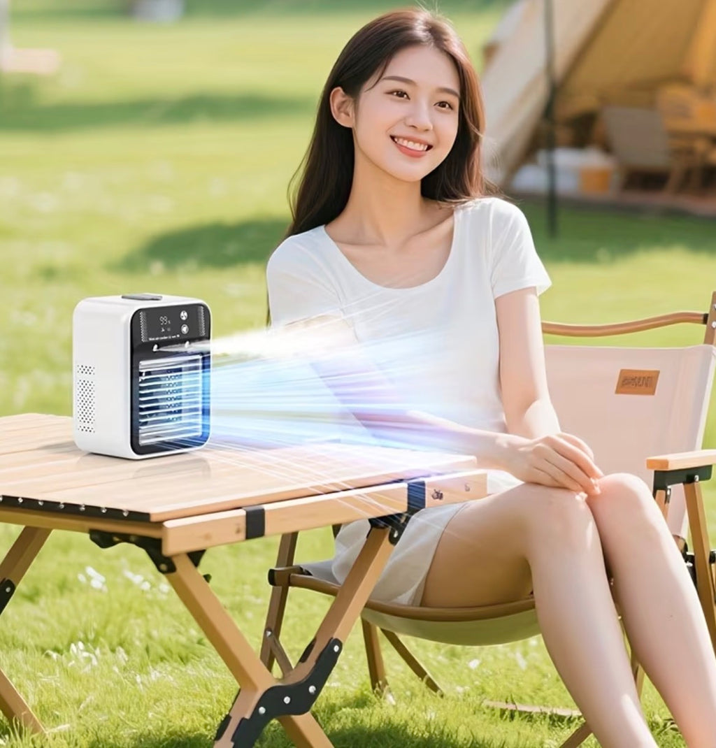 Portable Air Conditioner, Portable Cooling Wind Fan, 6000mAh Air Wind Fan, USB-C Charging, 2 Types of Wind Speed and 2 Types of Air Wind Model (Connection/Interchange), Portable Integrated Air Wind Fan, Cooling Function