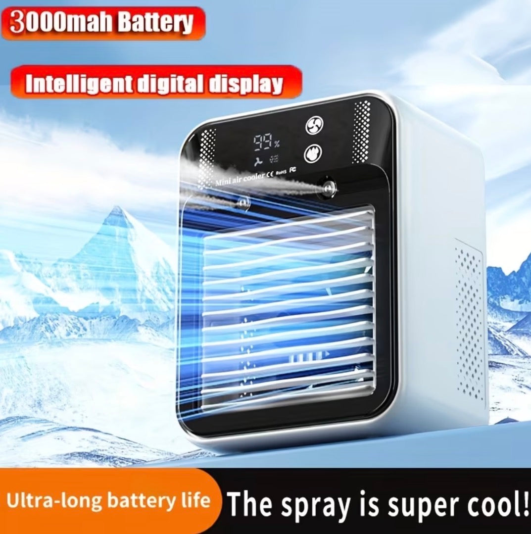 Portable Air Conditioner, Portable Cooling Wind Fan, 6000mAh Air Wind Fan, USB-C Charging, 2 Types of Wind Speed and 2 Types of Air Wind Model (Connection/Interchange), Portable Integrated Air Wind Fan, Cooling Function